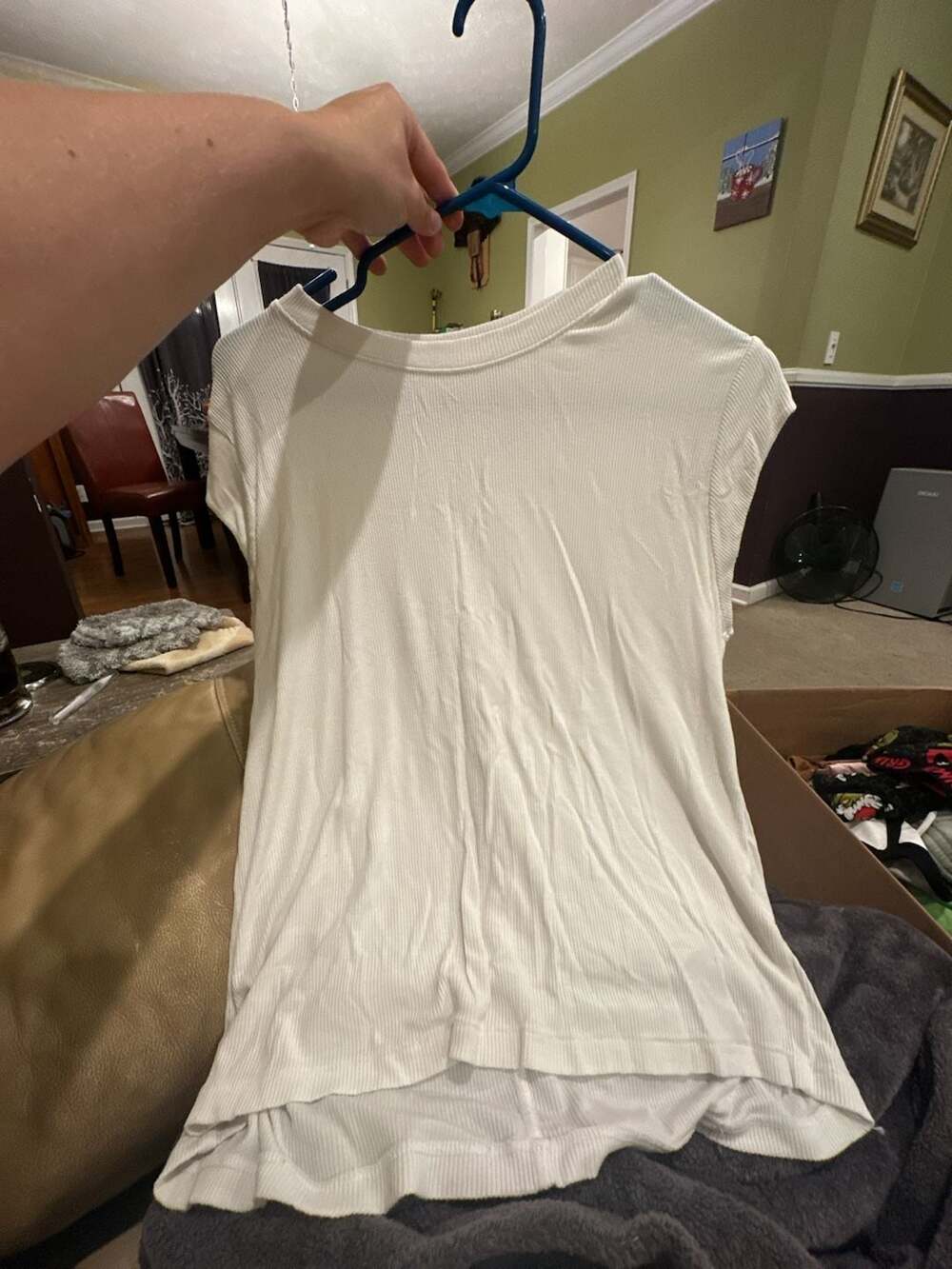 American Eagle Soft & Sexy Ribbed Cap Sleeve Crew Neck Tee